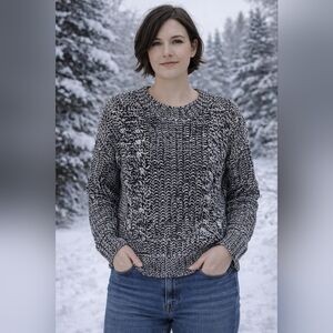 Chloe K Black/White Monochrome Knit Sweater Size S